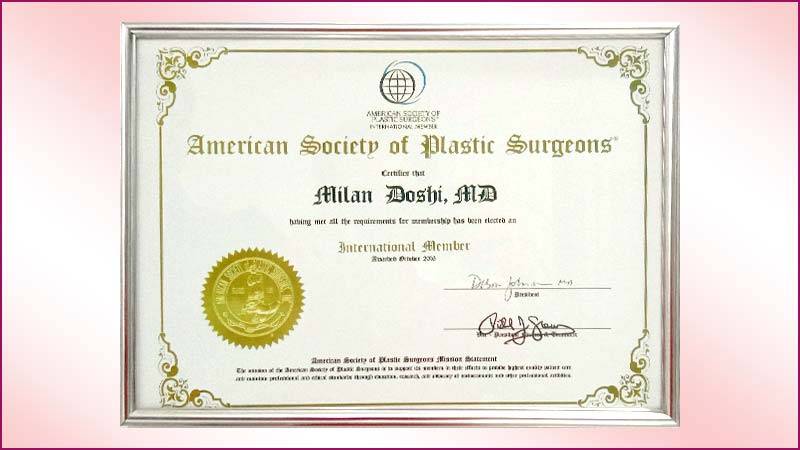 ASPS-dr-milan-doshi-membership-certificate