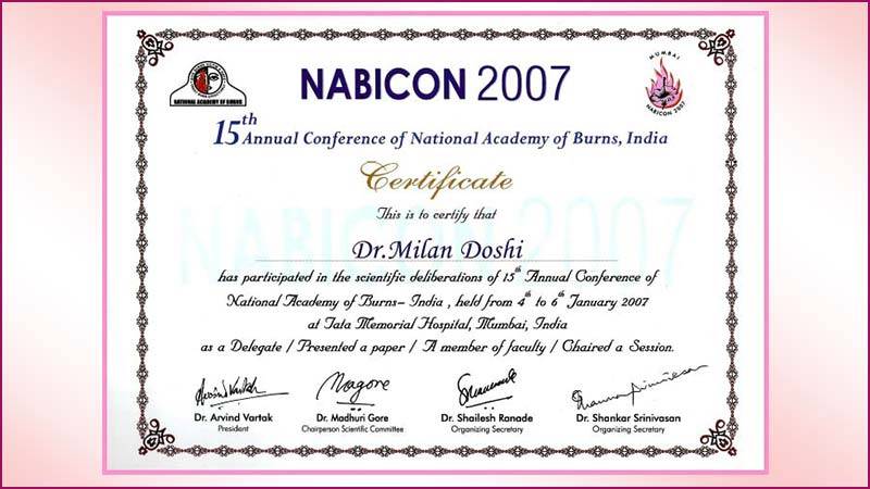Nabicon 2007 Certificate - Dr Milan Doshi