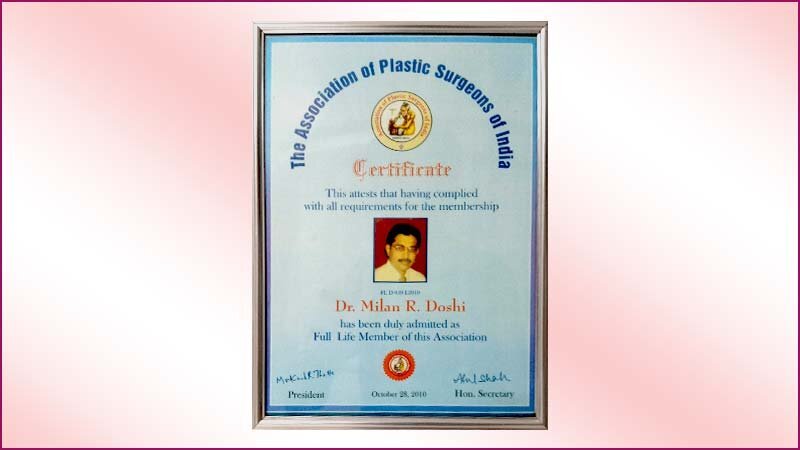 Association-of-Plastic-Surgeon-of-India-dr-milan-doshi-membership-Certificate
