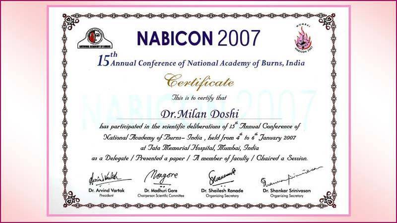 Nabicon 2007 Certificate - Dr Milan Doshi