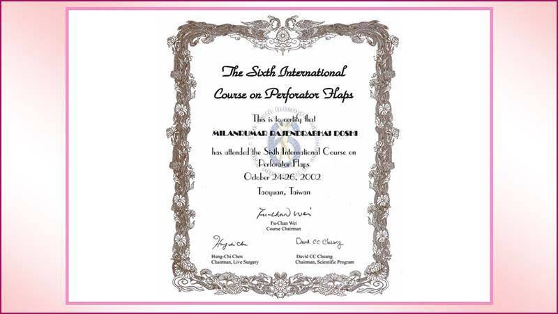 the sixth international course on perforator haps certificate dr milan doshi mumbai india