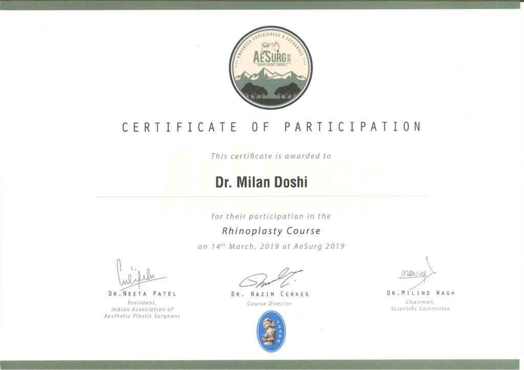 Cosmetic Surgeon 41 AESURG participation 2019 (Dr Milan Doshi)