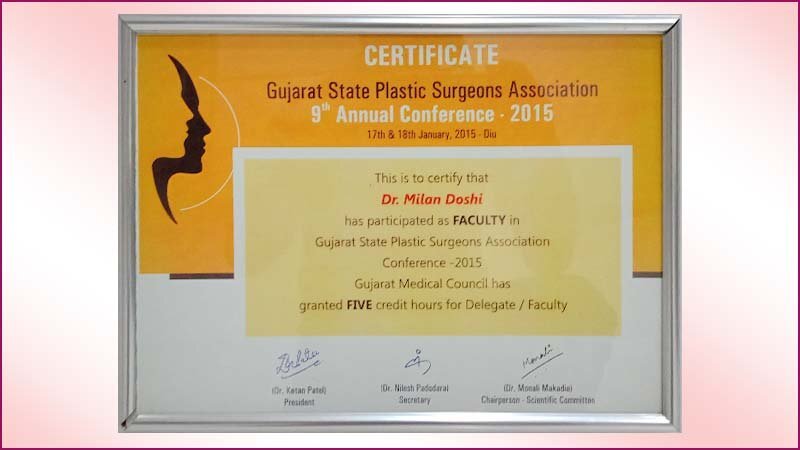 Cosmetic Surgeon 31 Gujrat-State-Surgeon-dr-milan-doshi-Certificate