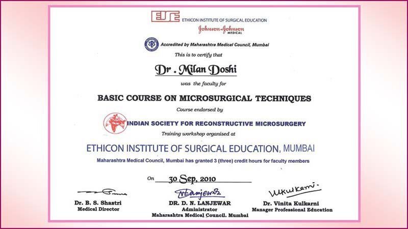 basic-course-on-microsurgical-techniques-dr-milan-doshi-certificate